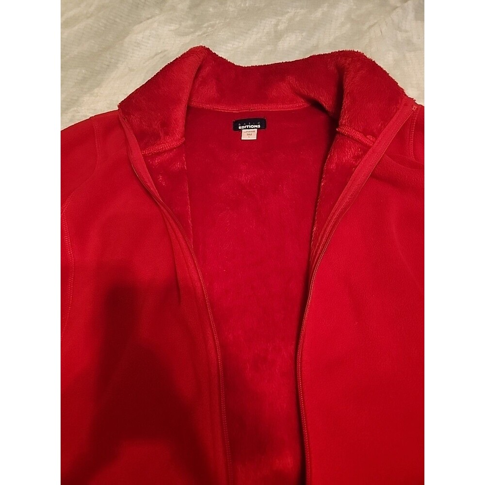 Basic Editions Red Zip Jacket Size Large - Picture 2 of 6